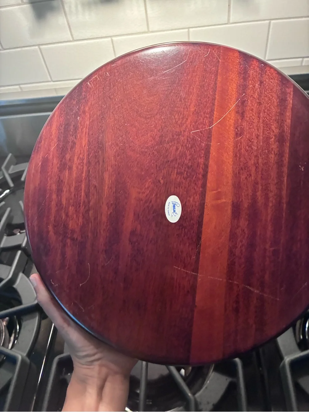 Wooden Serving Tray with Round Dip Bowl - Mahogany Finish